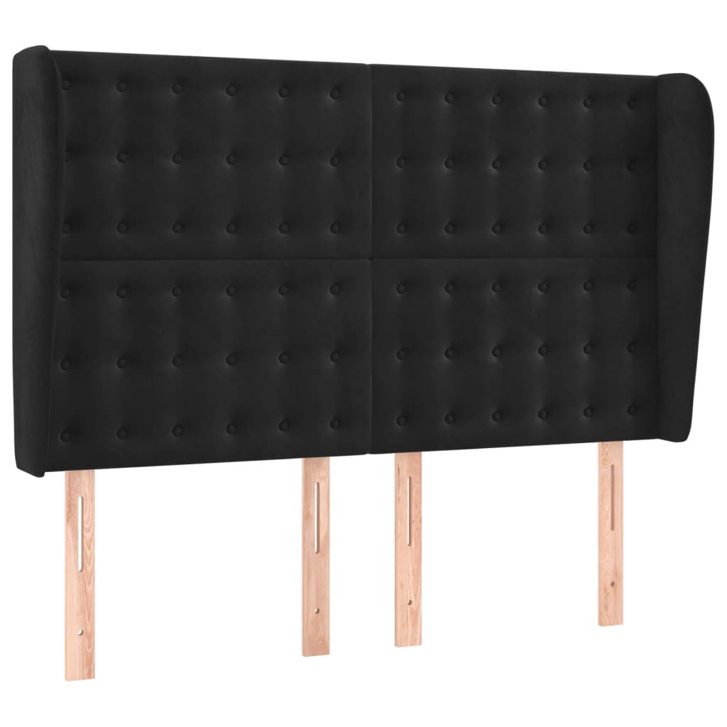 vidaXL Κεφαλάρι με Πτερύγια Μαύρο 147x23x118/128 εκ. Βελούδινο