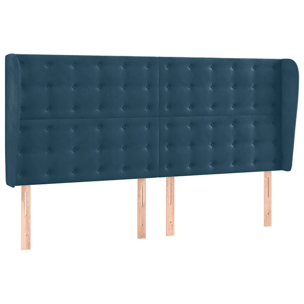 vidaXL Κεφαλάρι με Πτερύγια Σκούρο Μπλε 163x23x118/128 εκ. Βελούδινο