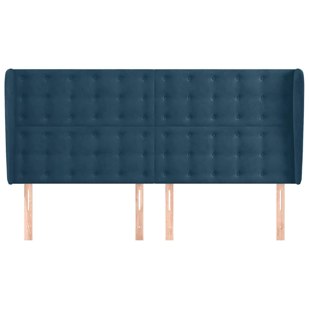 vidaXL Κεφαλάρι με Πτερύγια Σκούρο Μπλε 163x23x118/128 εκ. Βελούδινο