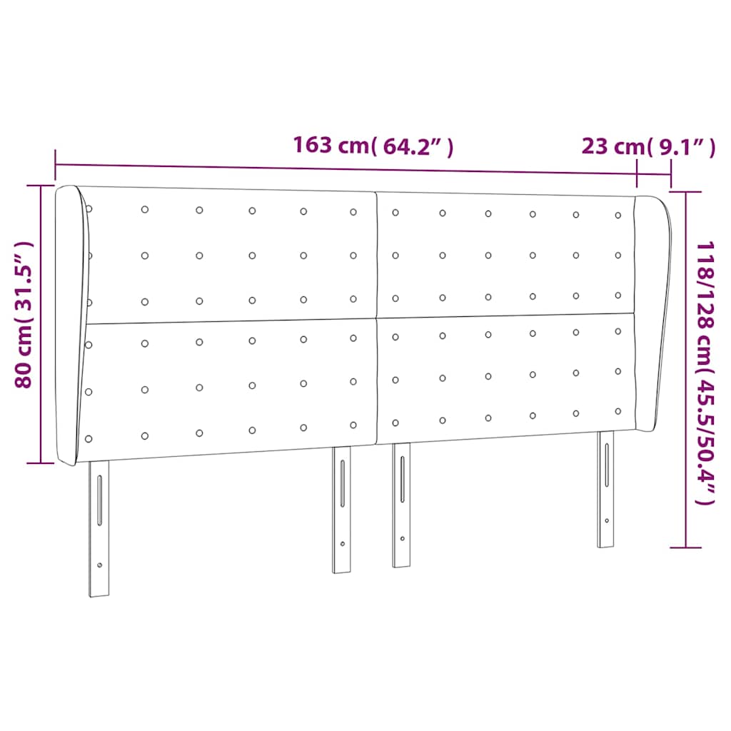vidaXL Κεφαλάρι με Πτερύγια Σκούρο Μπλε 163x23x118/128 εκ. Βελούδινο