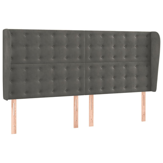vidaXL Κεφαλάρι με Πτερύγια Σκούρο Γκρι 183x23x118/128 εκ. Βελούδινο