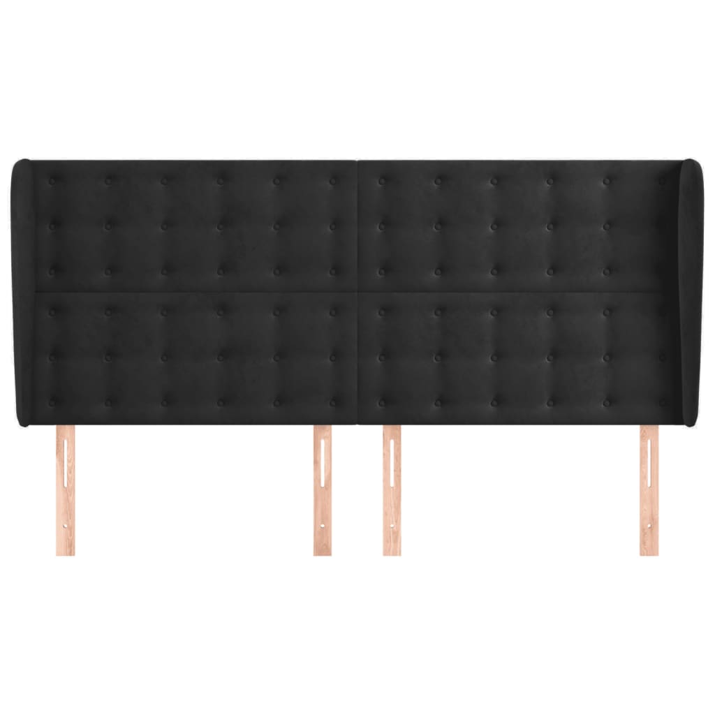 vidaXL Κεφαλάρι με Πτερύγια Μαύρο 183x23x118/128 εκ. Βελούδινο