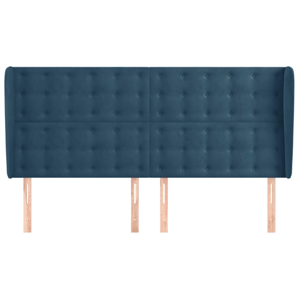 vidaXL Κεφαλάρι με Πτερύγια Σκούρο Μπλε 183x23x118/128 εκ. Βελούδινο