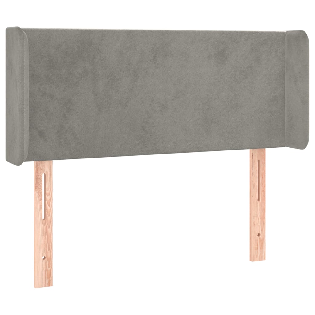 vidaXL Κεφαλάρι με Πτερύγια Ανοιχτό Γκρι 93x16x78/88 εκ. Βελούδινο