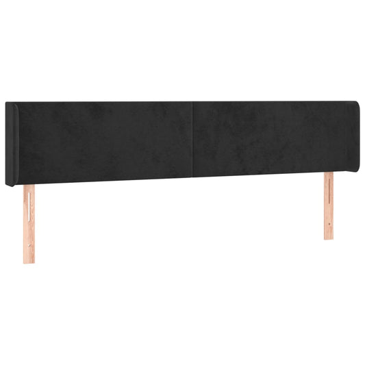vidaXL Κεφαλάρι με Πτερύγια Μαύρο 183x16x78/88 εκ. Βελούδινο