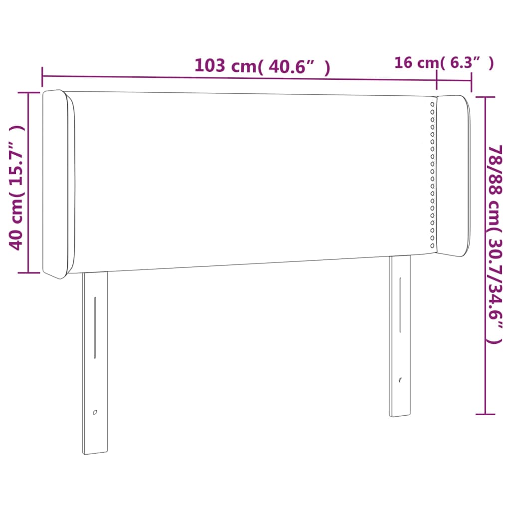 vidaXL Κεφαλάρι με Πτερύγια Ανοιχτό Γκρι 103x16x78/88 εκ. Βελούδινο