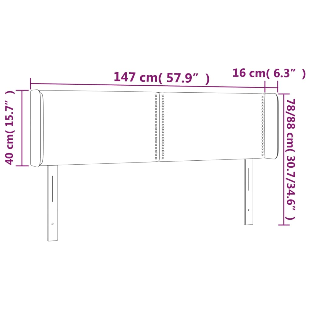 vidaXL Κεφαλάρι με Πτερύγια Σκούρο Γκρι 147x16x78/88 εκ. Βελούδινο