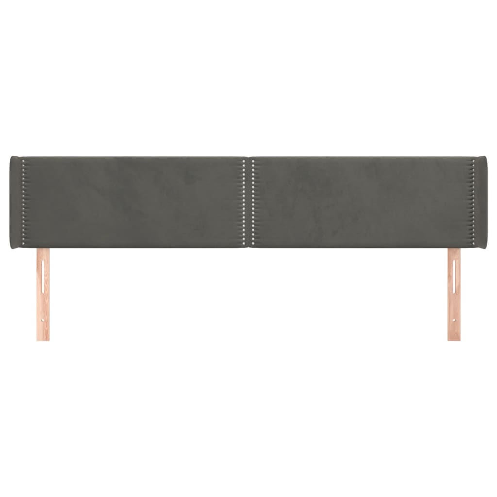 vidaXL Κεφαλάρι με Πτερύγια Σκούρο Γκρι 163x16x78/88 εκ. Βελούδινο