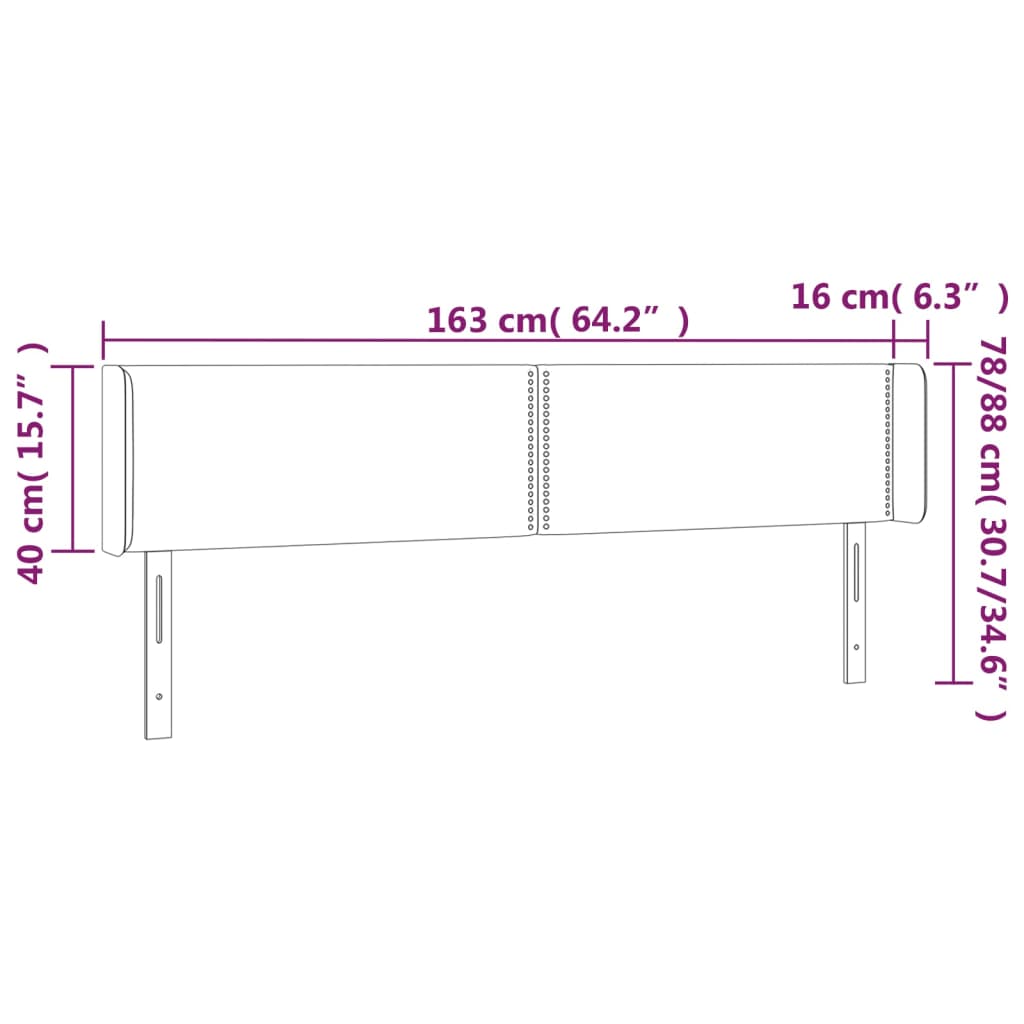 vidaXL Κεφαλάρι με Πτερύγια Μαύρο 163x16x78/88 εκ. Βελούδινο
