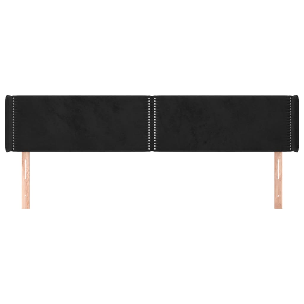 vidaXL Κεφαλάρι με Πτερύγια Μαύρο 183x16x78/88 εκ. Βελούδινο