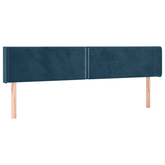 vidaXL Κεφαλάρι με Πτερύγια Σκούρο Μπλε 183x16x78/88 εκ. Βελούδινο