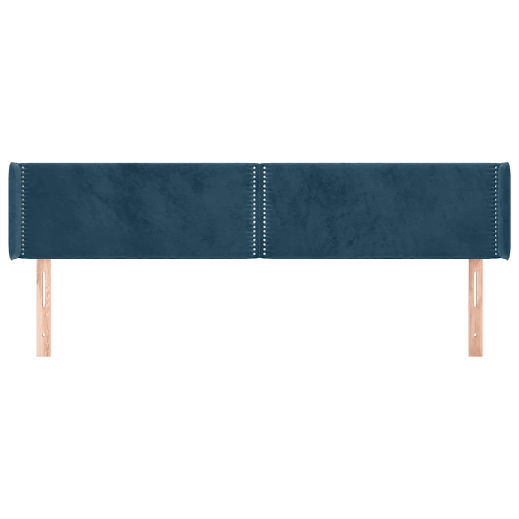 vidaXL Κεφαλάρι με Πτερύγια Σκούρο Μπλε 183x16x78/88 εκ. Βελούδινο