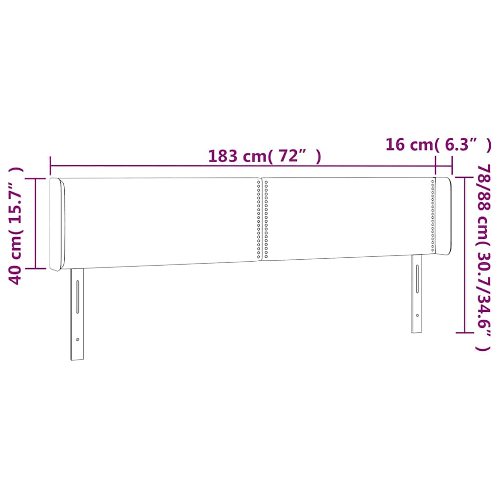 vidaXL Κεφαλάρι με Πτερύγια Σκούρο Μπλε 183x16x78/88 εκ. Βελούδινο