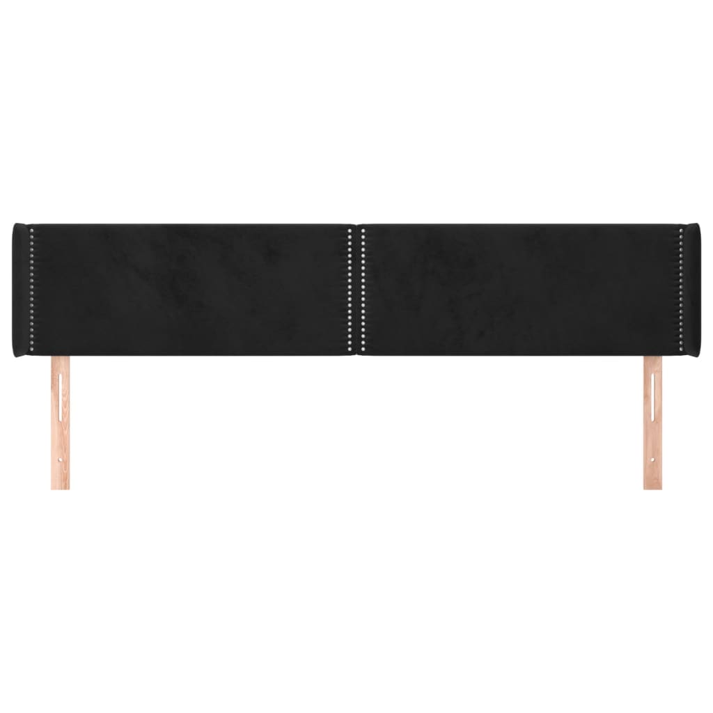 vidaXL Κεφαλάρι με Πτερύγια Μαύρο 203x16x78/88 εκ. Βελούδινο