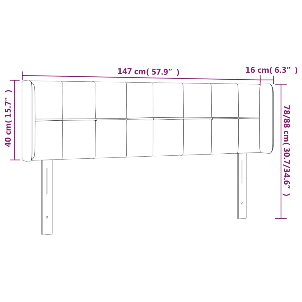 vidaXL Κεφαλάρι με Πτερύγια Σκούρο Γκρι 147x16x78/88 εκ. Υφασμάτινο