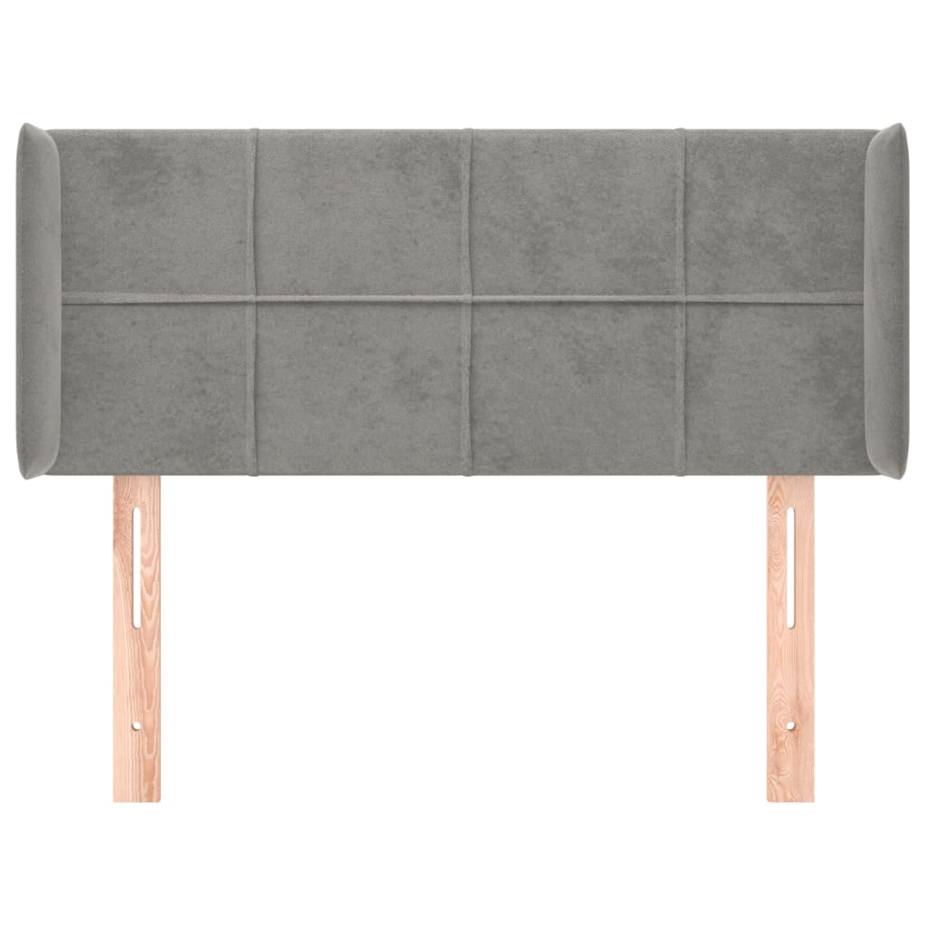 vidaXL Κεφαλάρι με Πτερύγια Ανοιχτό Γκρι 93x16x78/88 εκ. Βελούδινο