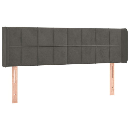 vidaXL Κεφαλάρι με Πτερύγια Σκούρο Γκρι 147x16x78/88 εκ. Βελούδινο