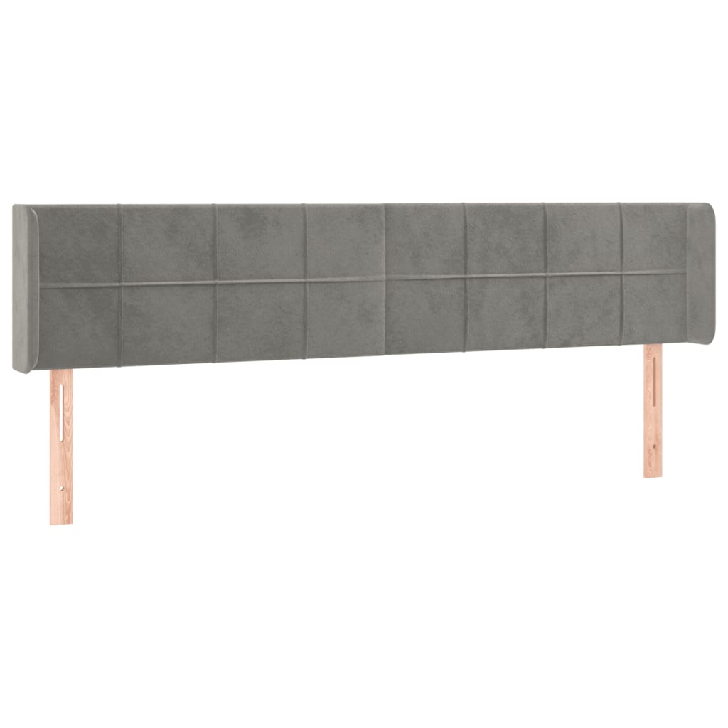 vidaXL Κεφαλάρι με Πτερύγια Ανοιχτό Γκρι 163x16x78/88 εκ. Βελούδινο