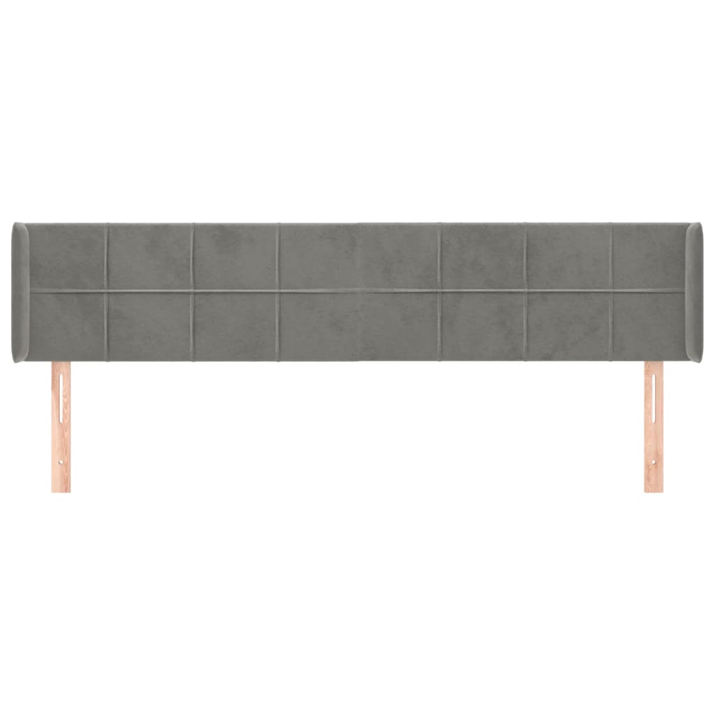 vidaXL Κεφαλάρι με Πτερύγια Ανοιχτό Γκρι 163x16x78/88 εκ. Βελούδινο