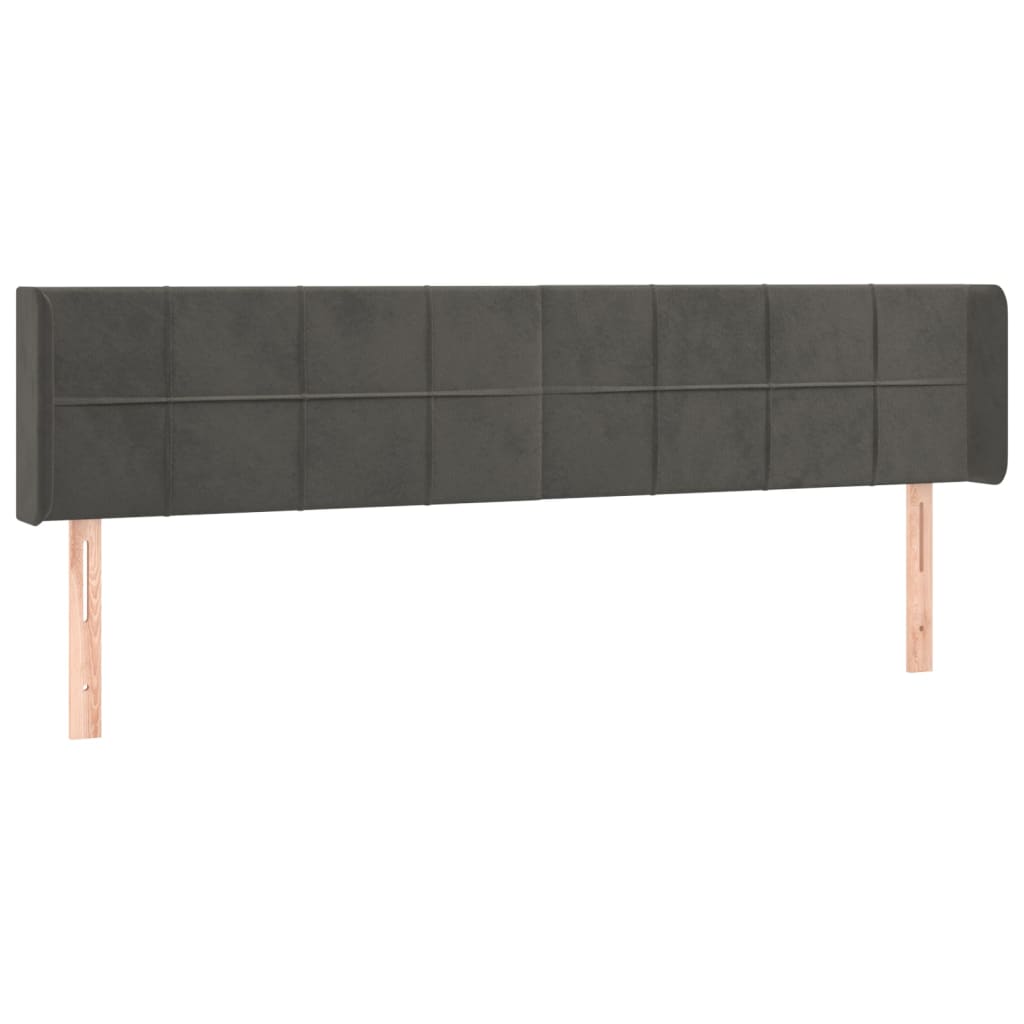 vidaXL Κεφαλάρι με Πτερύγια Σκούρο Γκρι 163x16x78/88 εκ. Βελούδινο