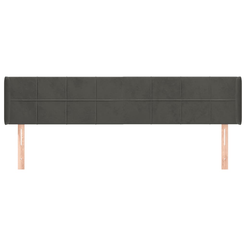 vidaXL Κεφαλάρι με Πτερύγια Σκούρο Γκρι 163x16x78/88 εκ. Βελούδινο
