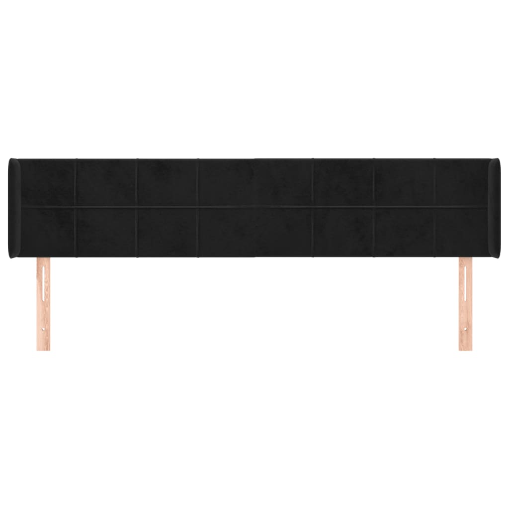 vidaXL Κεφαλάρι με Πτερύγια Μαύρο 163x16x78/88 εκ. Βελούδινο