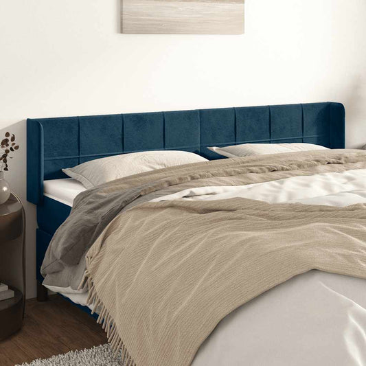 vidaXL Κεφαλάρι με Πτερύγια Σκούρο Μπλε 163x16x78/88 εκ. Βελούδινο