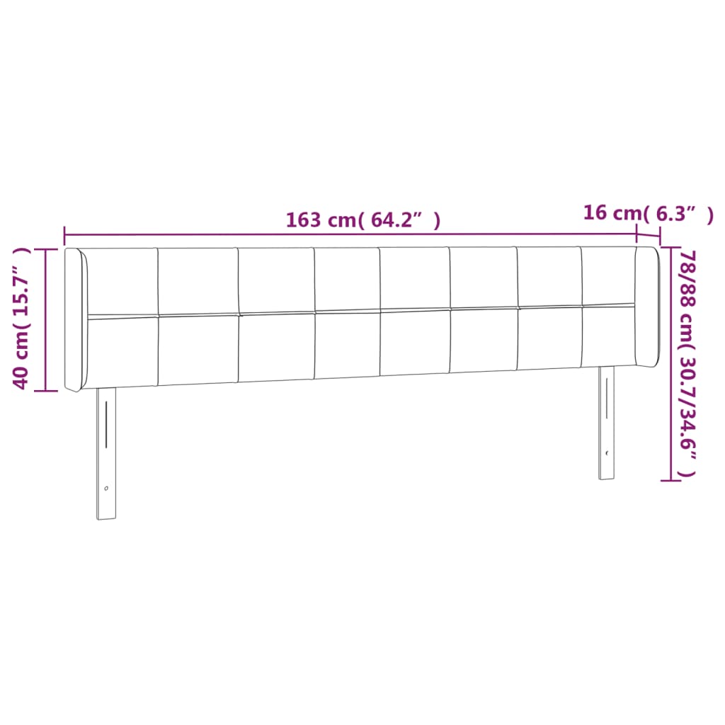vidaXL Κεφαλάρι με Πτερύγια Ροζ 163x16x78/88 εκ. Βελούδινο