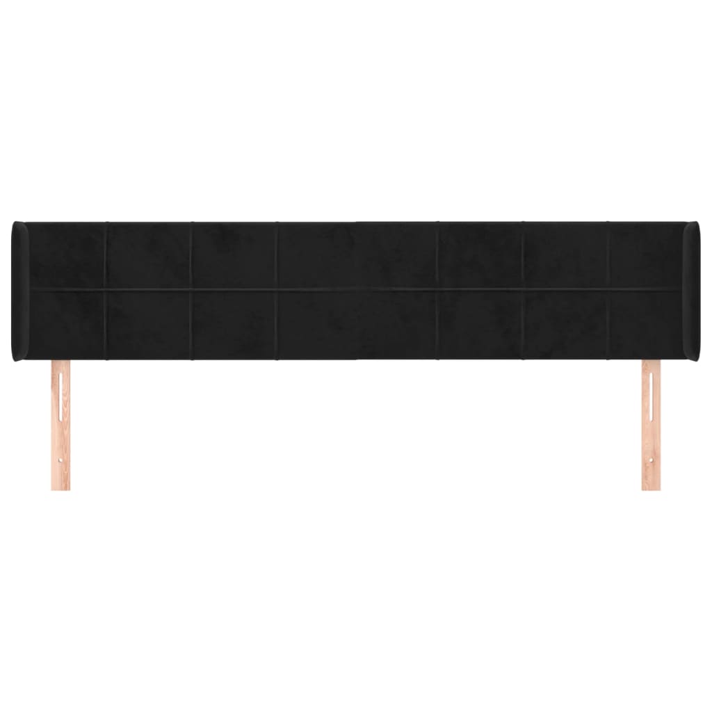 vidaXL Κεφαλάρι με Πτερύγια Μαύρο 183x16x78/88 εκ. Βελούδινο