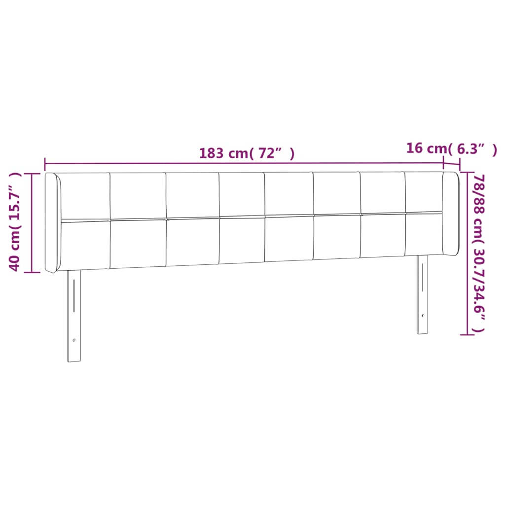 vidaXL Κεφαλάρι με Πτερύγια Ροζ 183x16x78/88 εκ. Βελούδινο