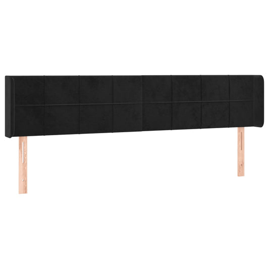 vidaXL Κεφαλάρι με Πτερύγια Μαύρο 203x16x78/88 εκ. Βελούδινο