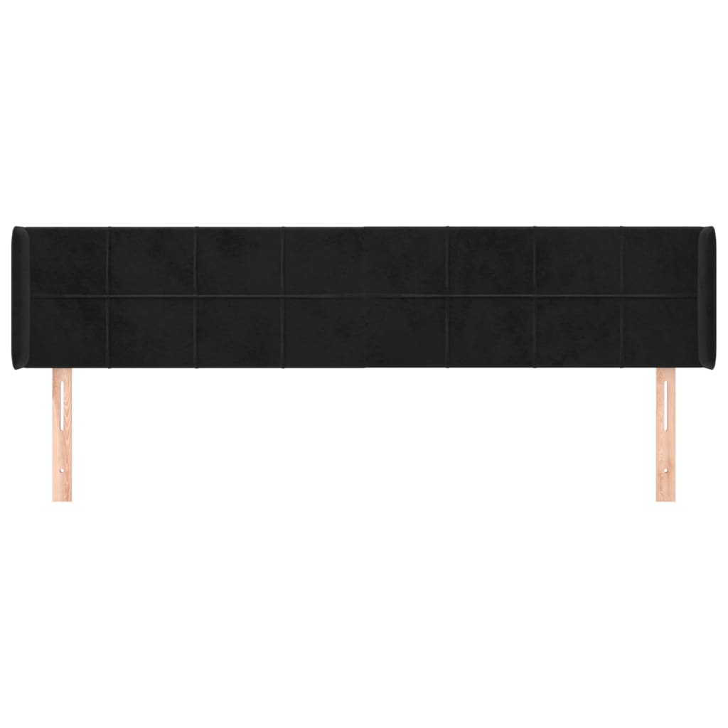 vidaXL Κεφαλάρι με Πτερύγια Μαύρο 203x16x78/88 εκ. Βελούδινο