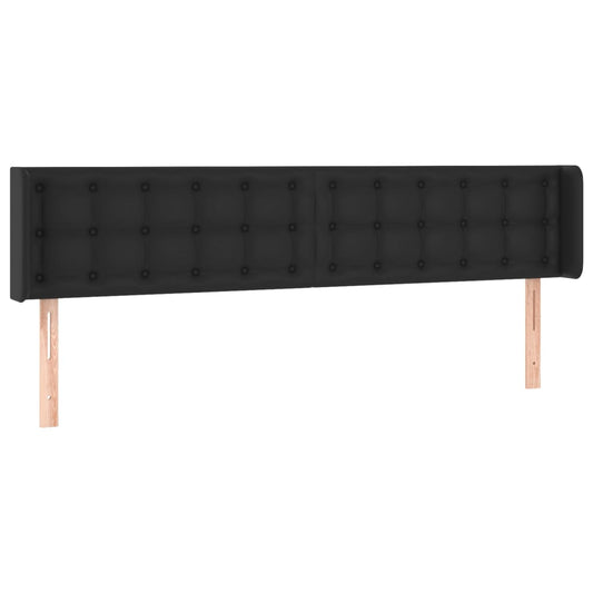 vidaXL Κεφαλάρι με Πτερύγια Μαύρο 203x16x78/88 εκ. Συνθετικό Δέρμα