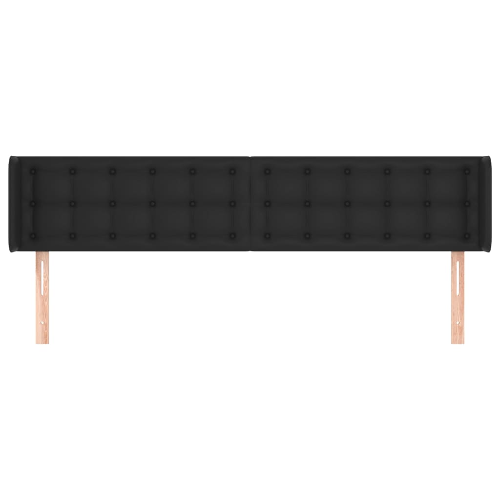 vidaXL Κεφαλάρι με Πτερύγια Μαύρο 203x16x78/88 εκ. Συνθετικό Δέρμα