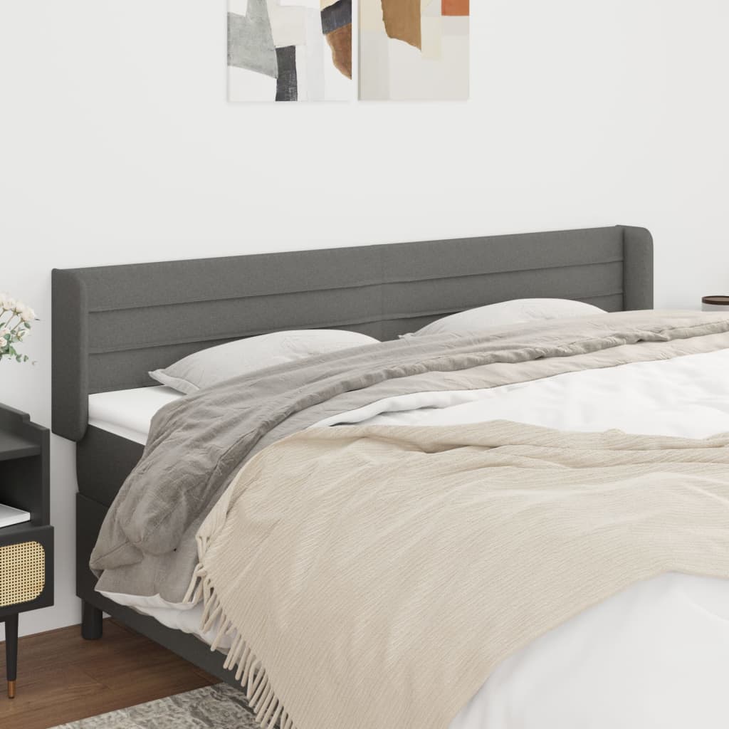 vidaXL Κεφαλάρι με Πτερύγια Σκούρο Γκρι 163x16x78/88 εκ. Υφασμάτινο