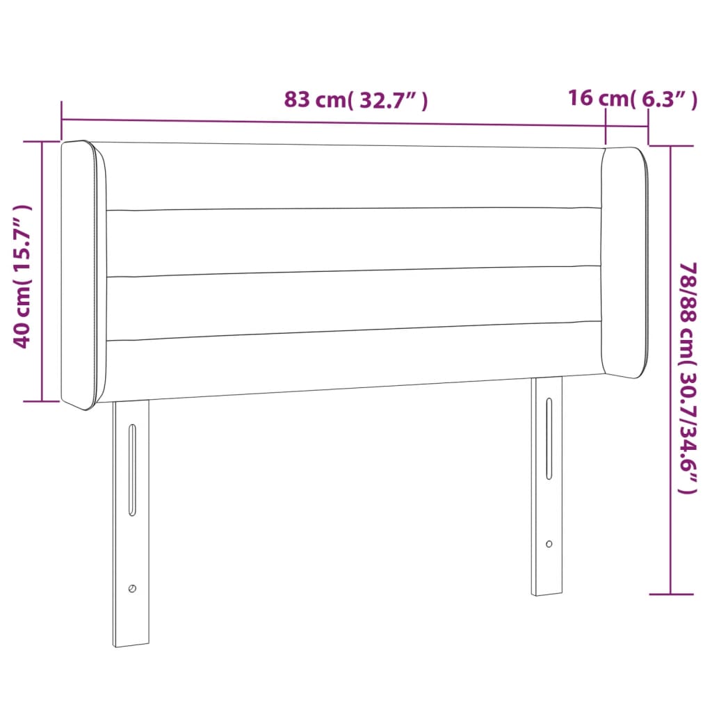 vidaXL Κεφαλάρι με Πτερύγια Ανοιχτό Γκρι 83x16x78/88 εκ. Βελούδινο