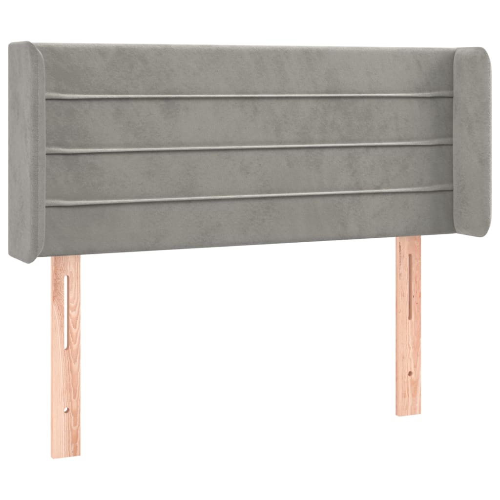 vidaXL Κεφαλάρι με Πτερύγια Ανοιχτό Γκρι 93x16x78/88 εκ. Βελούδινο