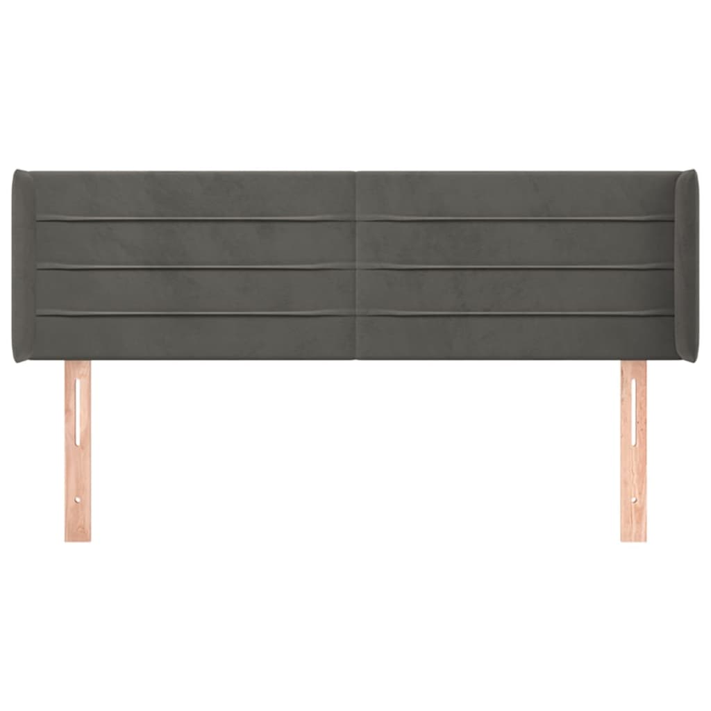 vidaXL Κεφαλάρι με Πτερύγια Σκούρο Γκρι 147x16x78/88 εκ. Βελούδινο