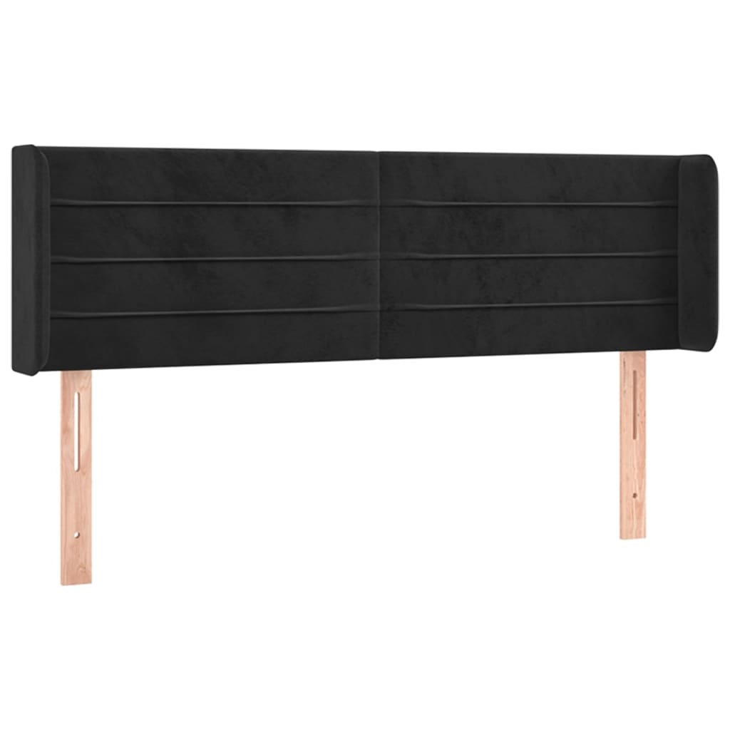 vidaXL Κεφαλάρι με Πτερύγια Μαύρο 147x16x78/88 εκ. Βελούδινο