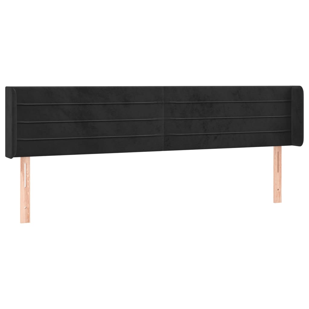 vidaXL Κεφαλάρι με Πτερύγια Μαύρο 163x16x78/88 εκ. Βελούδινο