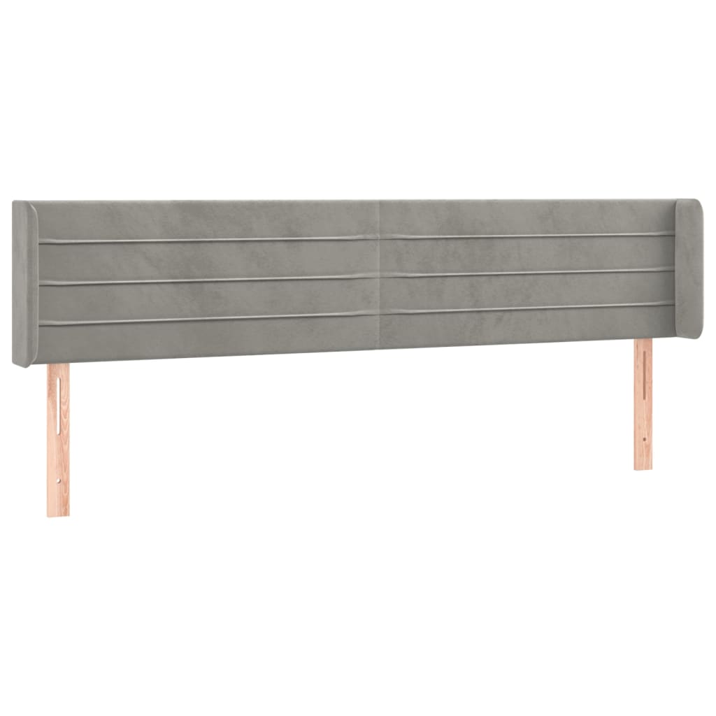 vidaXL Κεφαλάρι με Πτερύγια Ανοιχτό Γκρι 183x16x78/88 εκ. Βελούδινο