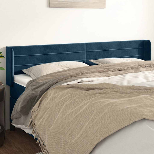 vidaXL Κεφαλάρι με Πτερύγια Σκούρο Μπλε 203x16x78/88 εκ. Βελούδινο