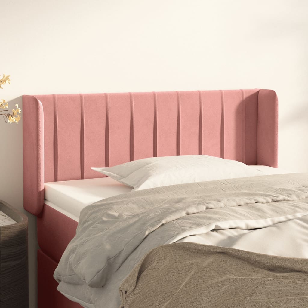vidaXL Κεφαλάρι με Πτερύγια Ροζ 93x16x78/88 εκ. Βελούδινο