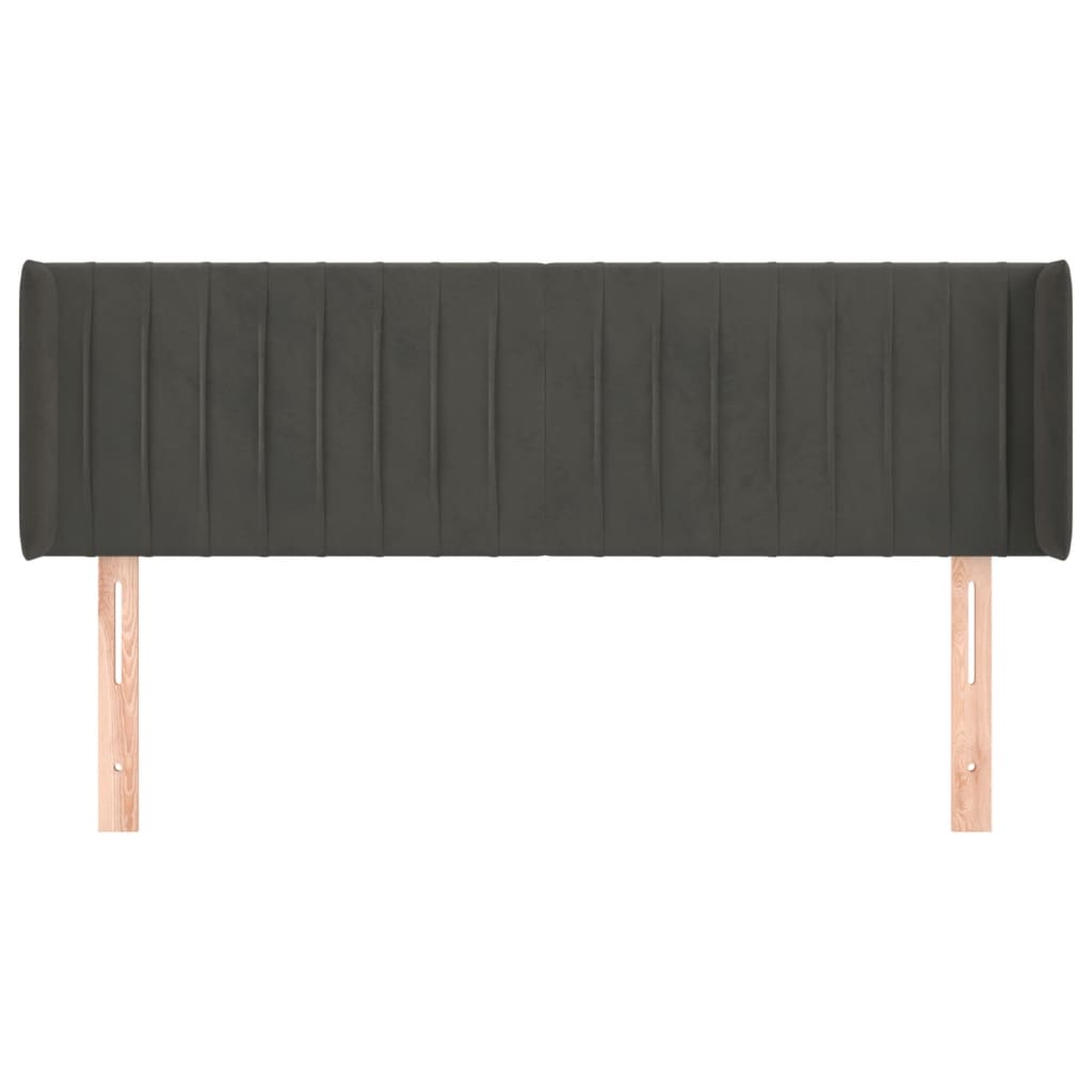 vidaXL Κεφαλάρι με Πτερύγια Σκούρο Γκρι 147x16x78/88 εκ. Βελούδινο