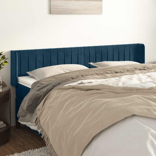 vidaXL Κεφαλάρι με Πτερύγια Σκούρο Μπλε 183x16x78/88 εκ. Βελούδινο