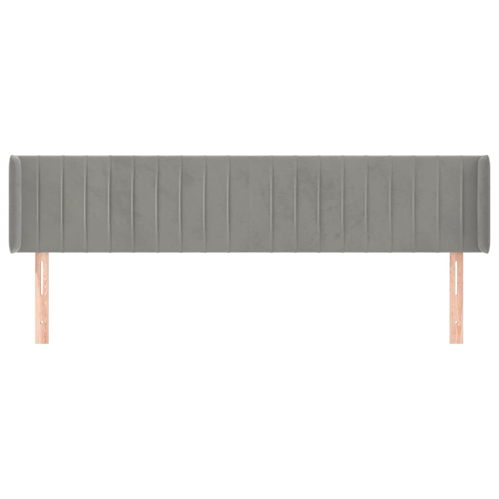 vidaXL Κεφαλάρι με Πτερύγια Ανοιχτό Γκρι 203x16x78/88 εκ. Βελούδινο