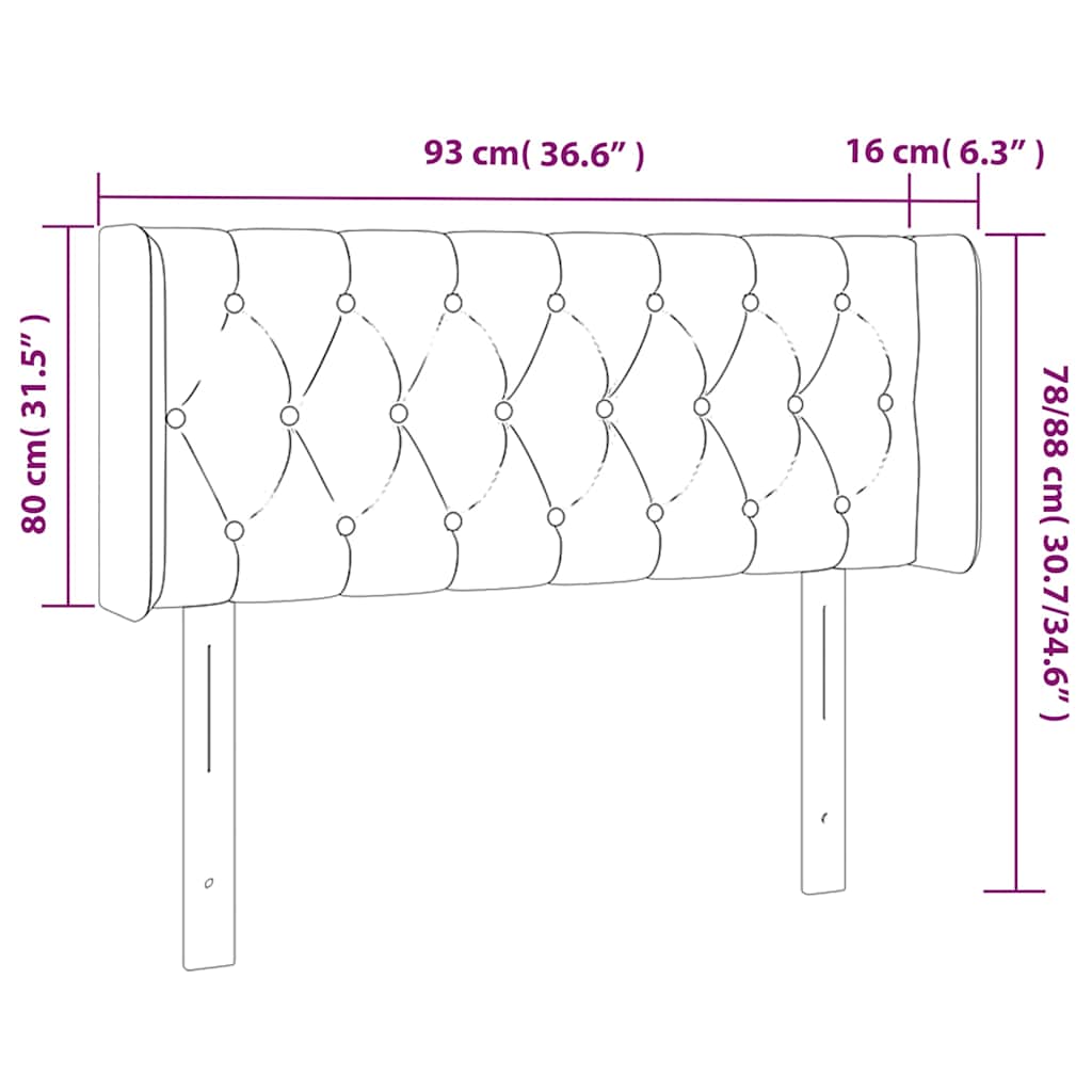 vidaXL Κεφαλάρι με Πτερύγια Σκούρο Καφέ 93x16x78/88 εκ. Υφασμάτινο