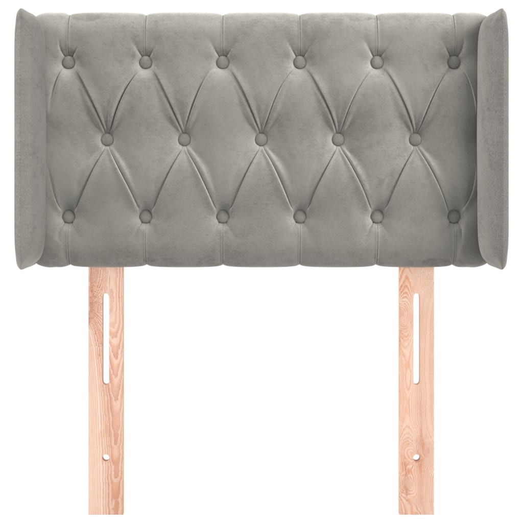 vidaXL Κεφαλάρι με Πτερύγια Ανοιχτό Γκρι 83x16x78/88 εκ. Βελούδινο