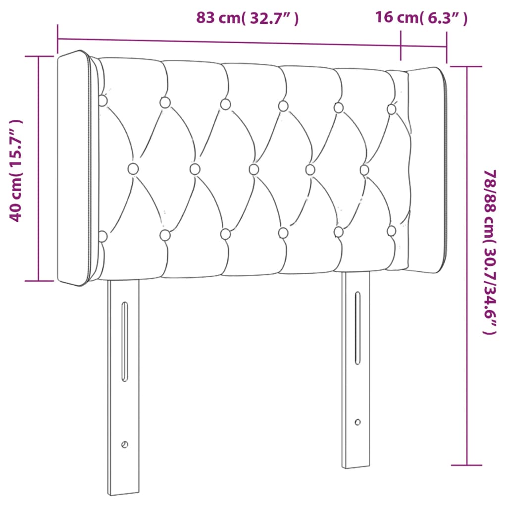 vidaXL Κεφαλάρι με Πτερύγια Ροζ 83x16x78/88 εκ. Βελούδινο