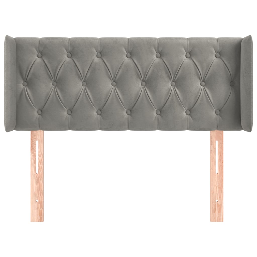 vidaXL Κεφαλάρι με Πτερύγια Ανοιχτό Γκρι 93x16x78/88 εκ. Βελούδινο